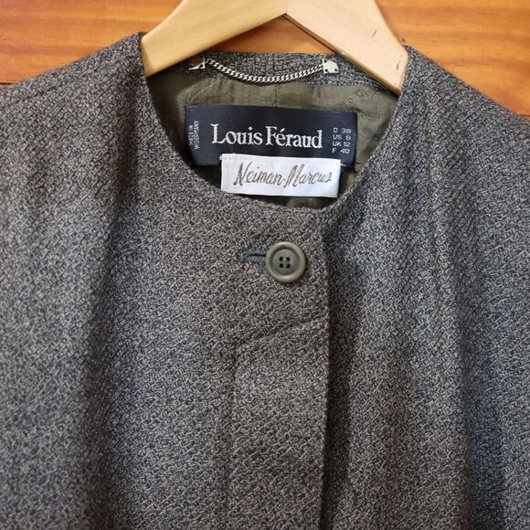 Louis Féraud Vintage Brown Green Plaid Skirt Suit West Germany Size 8 - Picture 3 of 13